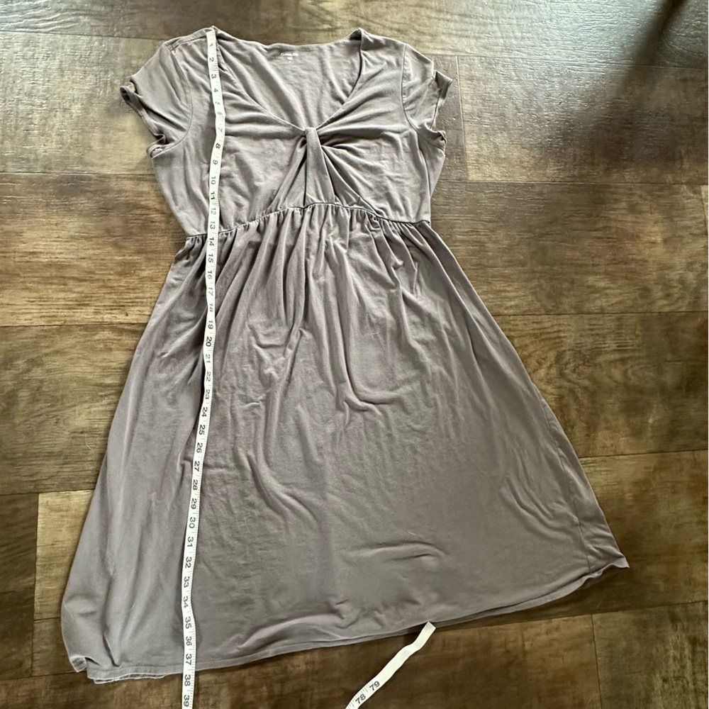 Garnet Hill V neck midi dress charcoal gray - Picture 8 of 9